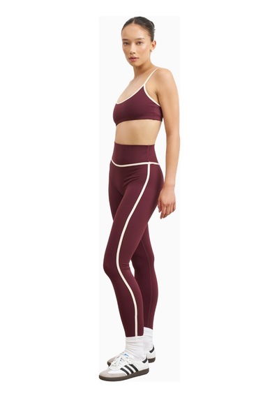 Because Of Alice Base Contrast Trim Leggings Yüksek Bel Şekillendirici Kadın Tayt Bordo