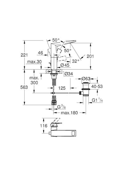Grohe Allure Brilliant Tek Kollu Lavabo Bataryası 1/2" L-Boyut - 24344000 Gümüş