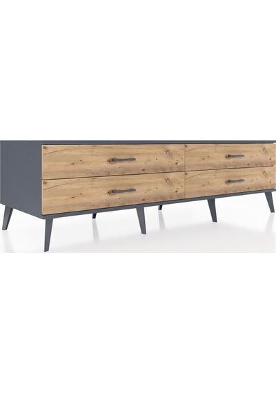 Kronos Tv Ünitesi 4 Çekmeceli 176x59x51 Antrasit-antrasit/çam Antrasıt/atlas Çam Kronos Tv Ünitesi 4 Çekmeceli 176x59x51 Antrasit-antrasit/çam Antrasıt/atlas Çam