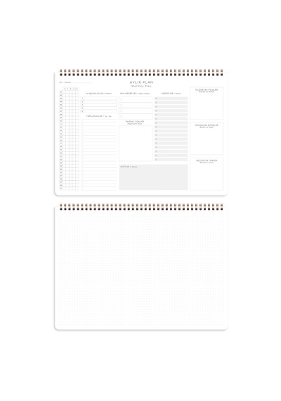 Paperora Süresiz Haftalık Spiralli Masaüstü Planlayıcı 24x34 Cm - Desk Planner Lacivert Genel