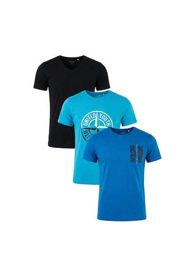 Buratti Pamuklu Baskılı 3'lü Paket T Shirt Erkek T Shirt 541s3 Siyah-parlıament-açık Mavi