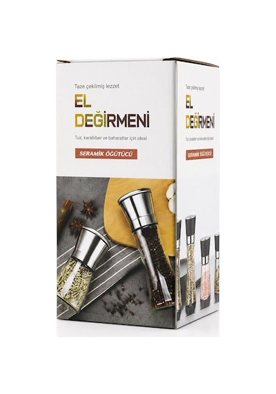 İbico İ22-410 Hand Grinder Tuz Ve Baharat Öğütücü - Küçük Boy Cam Hazneli Krom Belli