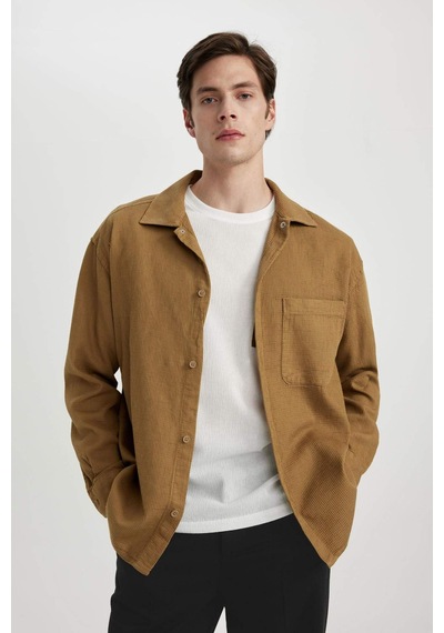 DeFacto Oversize Geniş Kalıp Polo Yaka Waffle Uzun Kollu Gömlek C2841AX24SPKH502 DeFacto Oversize Geniş Kalıp Polo Yaka Waffle Uzun Kollu Gömlek C2841AX24SPKH502
