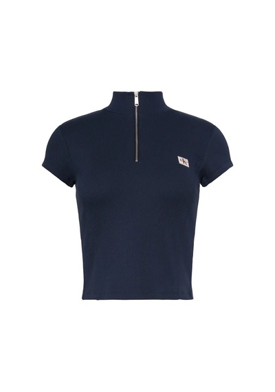 Calvin Klein Ss Woven Label 2x2 B, Cef Lacivert Kadın T-shirt