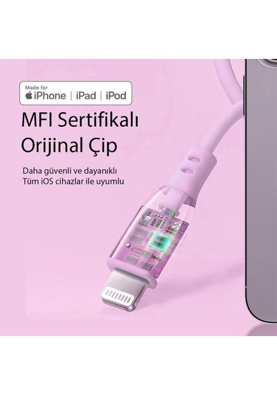 Omars OMCB010P 20 W 3A 1 M Type-c To Ligthning Hızlı Şarj Kablosu Pembe