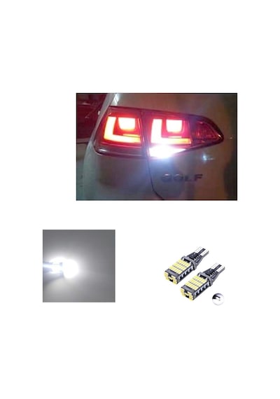 Vw Golf 7 Normal Stop Için Beyaz Led Geri Vites Ampulü T15
