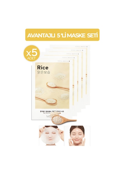 Missha Pirinç Özlü Aydınlatıcı ve Nemlendirici Yaprak Maske Seti 5 x 17 G