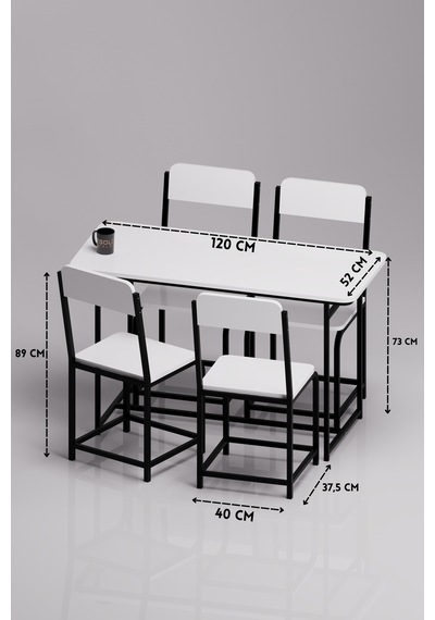 Minör Mutfak Masası Takımı Suntalam Beyaz 120x52