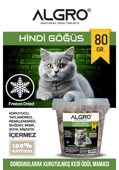 Freeze Dried Kedi Ödül Maması - Hindi Göğüs Kova Ambalaj 80 Gr