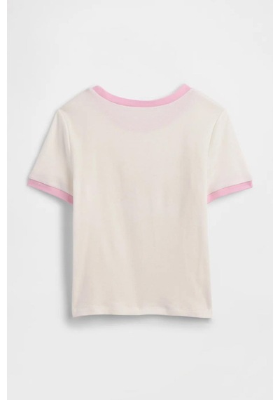 Gap Kız Çocuk Ringer Grafik Baskılı Beyaz T-shirt-14926
