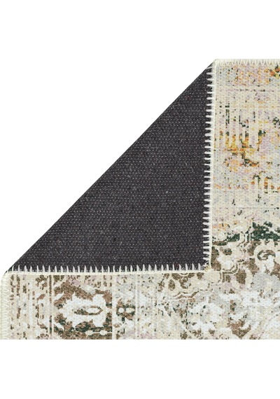 Cool Halı Private Xw Krem Eskitme Desenli Salon Halısı Otantik İnce Şönil Vintage Oturma Oda Halısı