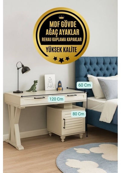 Pera Çalışma Masası Kumtaşı Renk Mdf Gürgen Ağacı Ayaklı Diğer