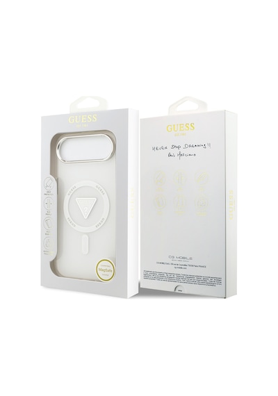 Apple Uyumlu iPhone 17 Air Kılıf Guess Lisanslı M-safeli Iml Baskılı Üçgen Logolu Metal Kamera Çerçeveli Şeffaf Şeffaf
