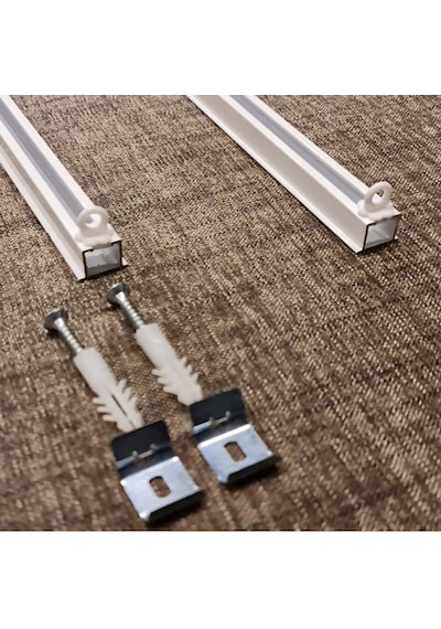Tek Kanallı Beyaz Alüminyum Ray (Tekli Korniş) + Metal Portray (546633403)
