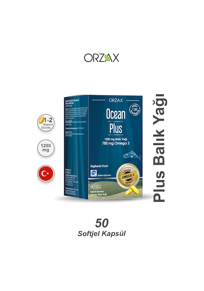 Orzax Ocean Plus 1200 Mg Omega 3 Balık Yağı 50 Kapsül