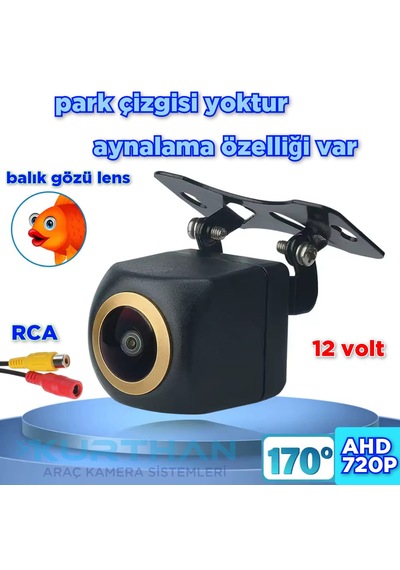 Ahd 720p 170 Derece Balık Gözü Lens Araç Kamerası 12 Volt