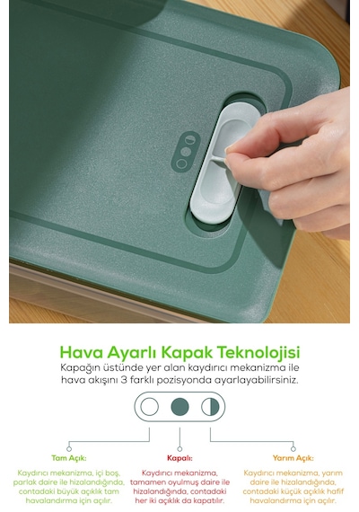 Vienev 3lü Ayarlı Sebze Ve Meyve Saklama Kabı Seti Mint 1x 2.5-3.8-5 L Mint