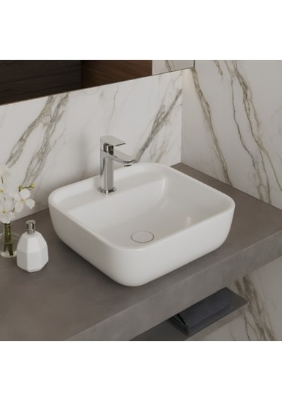 Delikli Çanak Lavabo Batarya 40x40 Cm Modern Tasarım 508 Yeşil