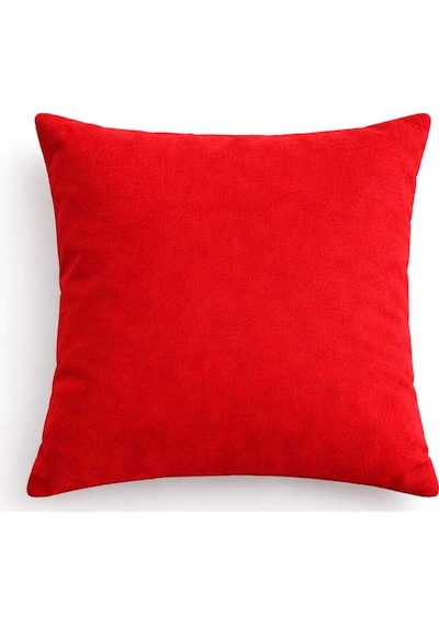 Kadife Dokulu Kırmızı Kırlent Yastık Kılıfı 2 Adet 45 X 45 Cm