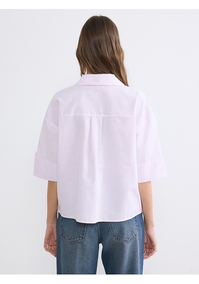 Lcwaıkıkı Classic Pembe Çizgili Poplin Kadın Gömlek