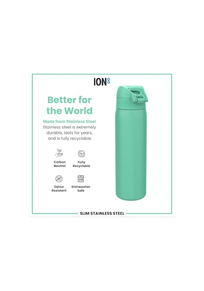 Ion8 - Paslanmaz Çelik İnce Suluk - Turkuaz - 600 Ml - Sızdırmaz