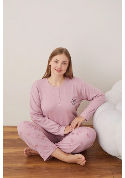 Boyraz Lindros Kadın Pamuklu Düğme Yaka Raporlu İnterlok Battal Pijama Takımı 05111 - 1 Adet Gülkurusu Boyraz Lindros Kadın Pamuklu Düğme Yaka Raporlu İnterlok Battal Pijama Takımı 05111 - 1 Adet Gülkurusu