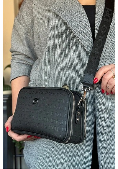 Just Polo Kadın Günlük Kullanıma Uygun Şık Omuz Çantası Ve Cüzdanı Kombin Shopper Siyah