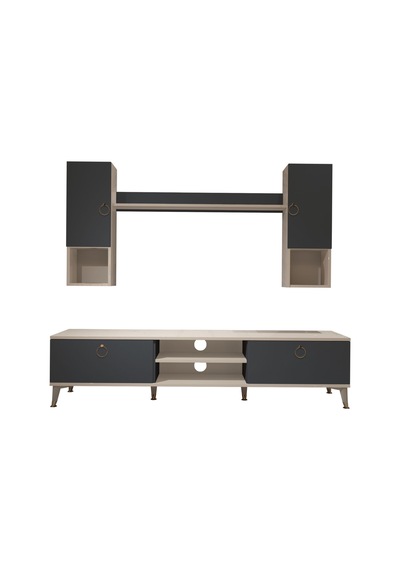 Decoraktiv Eko 5da Mdf Dvd Gold Tv Ünitesi Tv Sehpası Beyaz - Antrasit