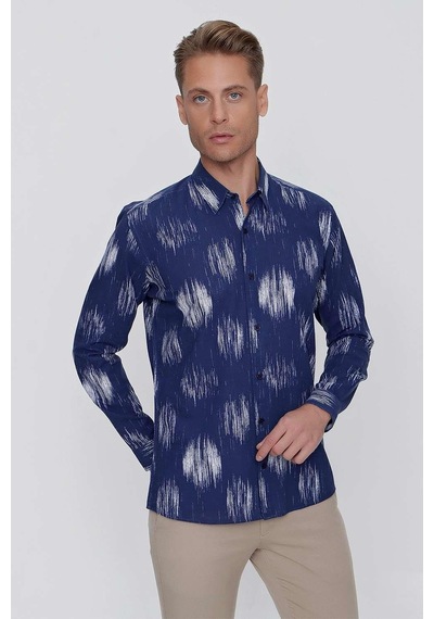 Efor G 1515 Slim Fit Lacivert Spor Gömlek Lacivert