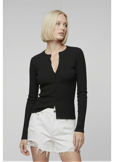 Uyguntarz Kadın Esnek Kumaşlı Slim Fit Düğmeli Siyah Bluz Vücuda Oturan Şık Tasarım
