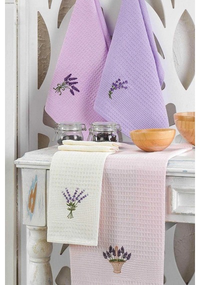 6 Parça Mutfak Kurulama Bezi 40 X 60 Cm Lavender Flower Çok Renkli