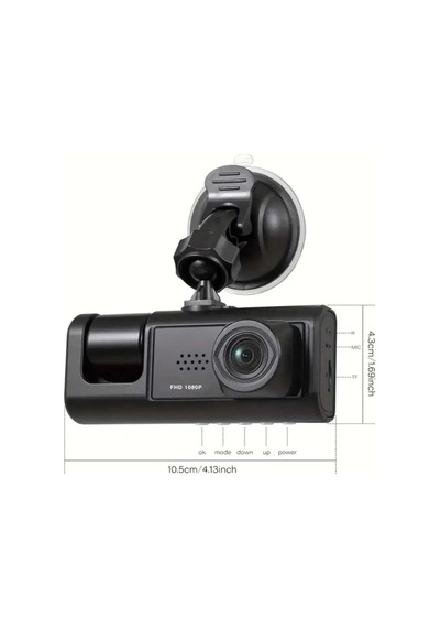 Buğz Dv300 Yeni 3 Kameralı Araç İçi Kayıt Kamerası Trafik Recorder 2 İnç Ips Ekran Full Hd 1080p
