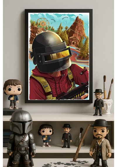 Pubg Siyah Ahşap Çerçeveli Poster, Dekoratif Oyun Duvar Tablosu