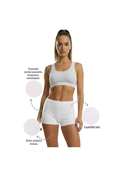 Sensu Kadın Üçlü Fitilli Modal Şort Model-2 Model-2