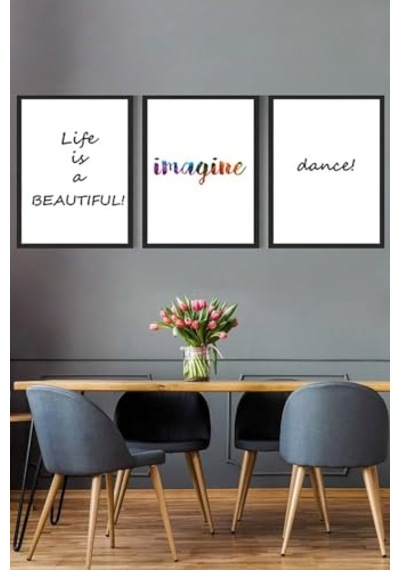 Hayat Güzeldir Motivasyon 3 Parçalı Çerçeve Seti 50 X 70