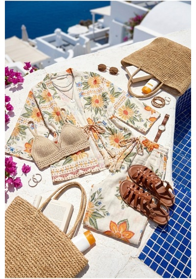 Island Girl Vintage Bağlamalı Tropikal Kollu Kimono Ve Lastik Bel Geniş Paça Cepli Pantolon Yazlık Bohem Boho Bohem Set Takım Ekru Island Girl Vintage Bağlamalı Tropikal Kollu Kimono Ve Lastik Bel Geniş Paça Cepli Pantolon Yazlık Bohem Boho Bohem Set Takım Ekru