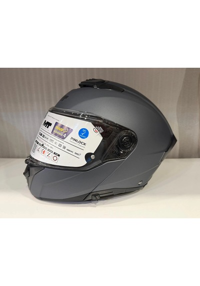 Kask Mt Atom 2 A2 Pure Mat Grey Çene Açılır Mat Gri