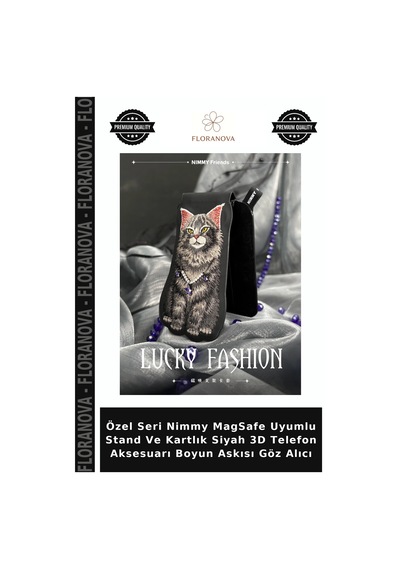 Özel Seri Nimmy Magsafe Uyumlu Stand Ve Kartlık Siyah 3d Telefon Aksesuarı Boyun Askısı Göz Alıcı
