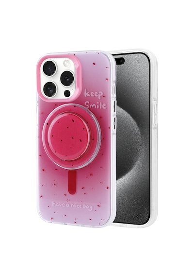 Apple Uyumlu iPhone 15 Pro Max Kılıf M-safe Şarj Özellikli Tak-çıkar Pop Soketli Zore Tiktok Kapak Siyah