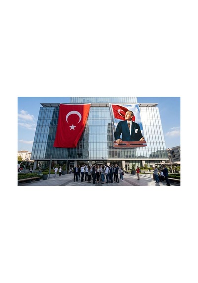 Istikbal Göklerdedir Mustafa Kemal Atatürk-ay Yıldız Poster Bayrak Ve Türk Bayrağı Premium Raşel Kumaş 2'li Set 10x15 Metre Ata33 Diğer