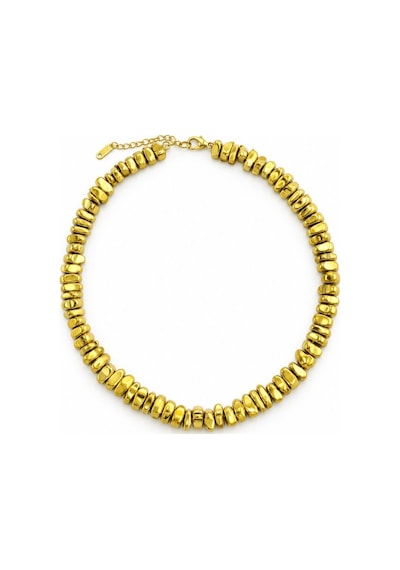 Gold Hematit Doğal Taş Kadın Kolye - Geometrik Kesim, 40 Cm, Uzat Çok Renkli