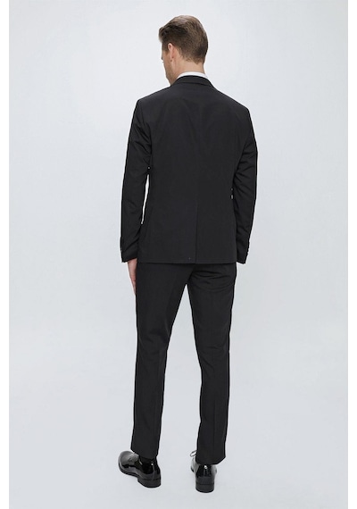 Efor Black 061 Slim Fit Çıkarılabilir Saten Yaka Siyah Damatlık Smokin Takım Siyah