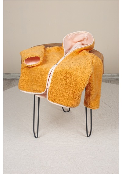 Luckka Heritage Puffy Astarlı Peluş Bebek Çocuk Ceket - Kopüşonlu Peluş Mont - Ztpufceket Turuncu