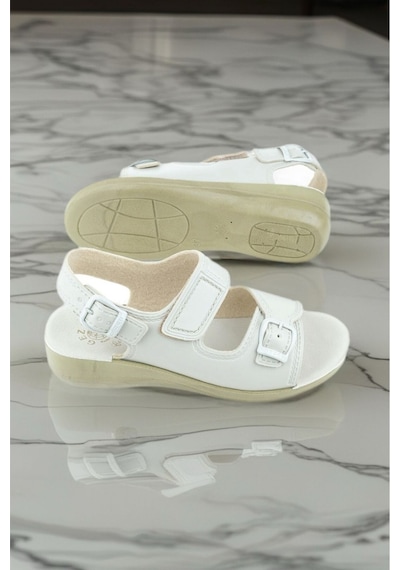 Gezer Unisex Bej Hacı Ayarlanabilir Sandalet Umre - Hac Terlik Bej