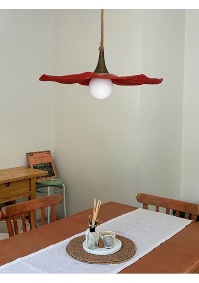 El yapımı kil sarkıt avize 60 cm - Wabi Sabi Terracotta - G9 Led aydınlatma