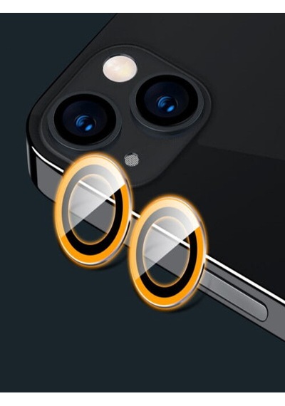 Binano Apple Uyumlu iPhone 11/12/12 Mini Fosforlu Turuncu Kamera Koruyucu