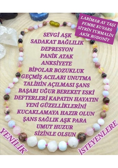 Gizemli Doğal Taş Aşk Sadakat Başarı Ruh Eşi Nazar Stres Bipolar Kolye Mor