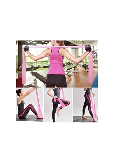 Pilates Direnç Lastiği Seti, 3 Adet, 90x7,5 Cm, Farklı Dirençte Çok Renkli