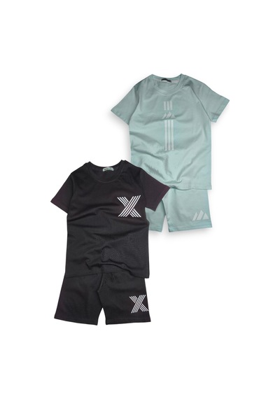 Minik Motion 2'li Set Kısa Kollu Tshirt Ve Şortlu Çocuk Minikmotion Alt Üst Takım Siyah-su Yeşili Minik Motion 2'li Set Kısa Kollu Tshirt Ve Şortlu Çocuk Minikmotion Alt Üst Takım Siyah-su Yeşili