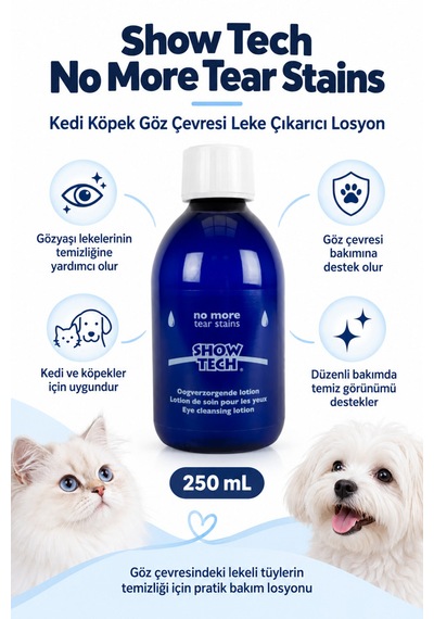 Showtech No More Tear Stains Kedi Köpek Göz Çevresi Leke Çıkarıcı Losyon 250 Ml